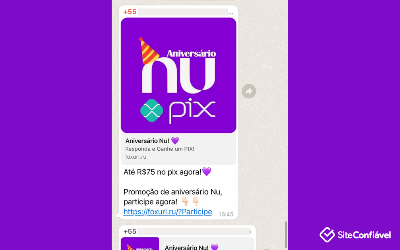 Alerta! Promessa de pix da NuBank que circula no Whatsapp é golpe